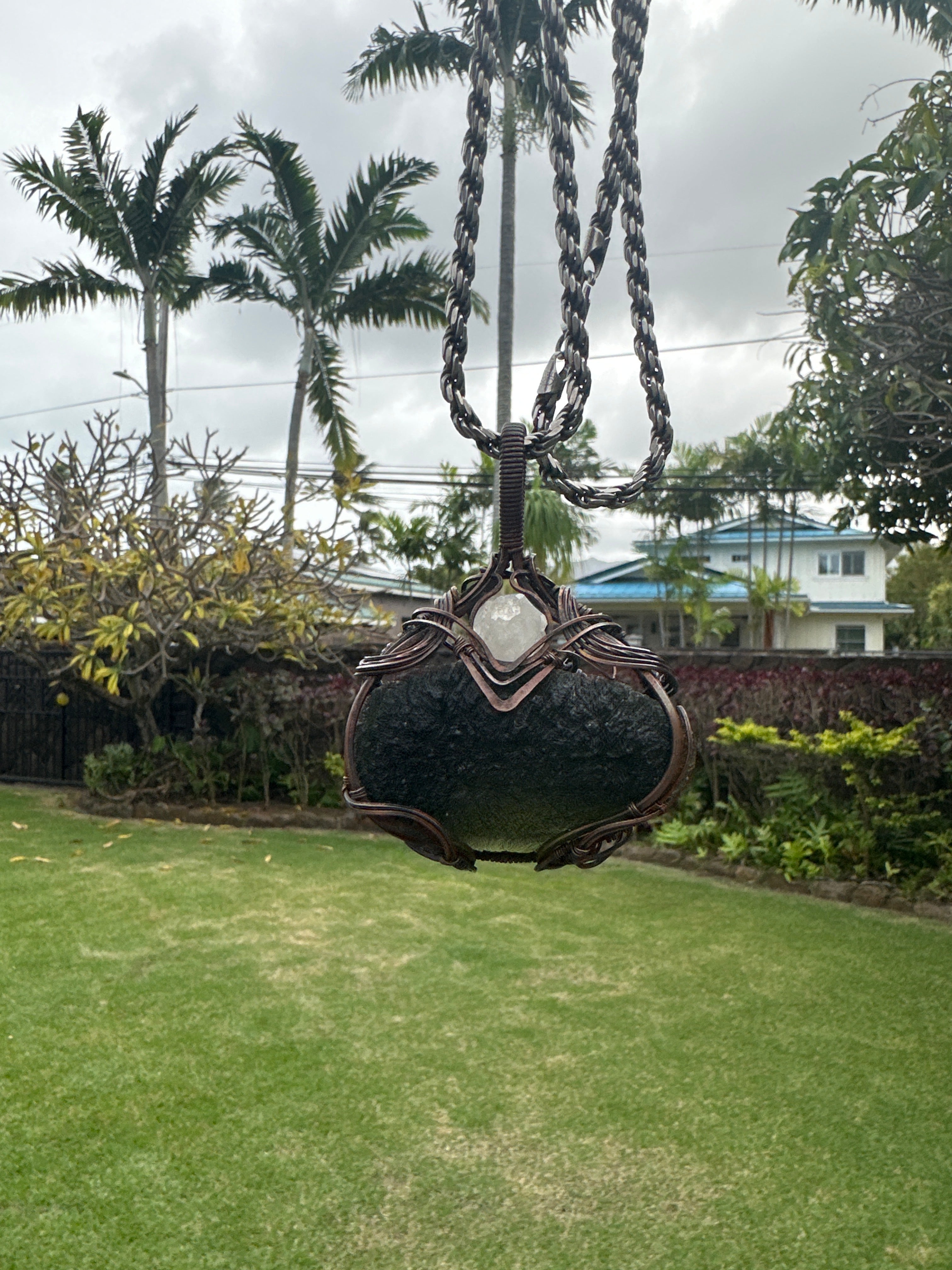 53G Moldavite wrapped necklace