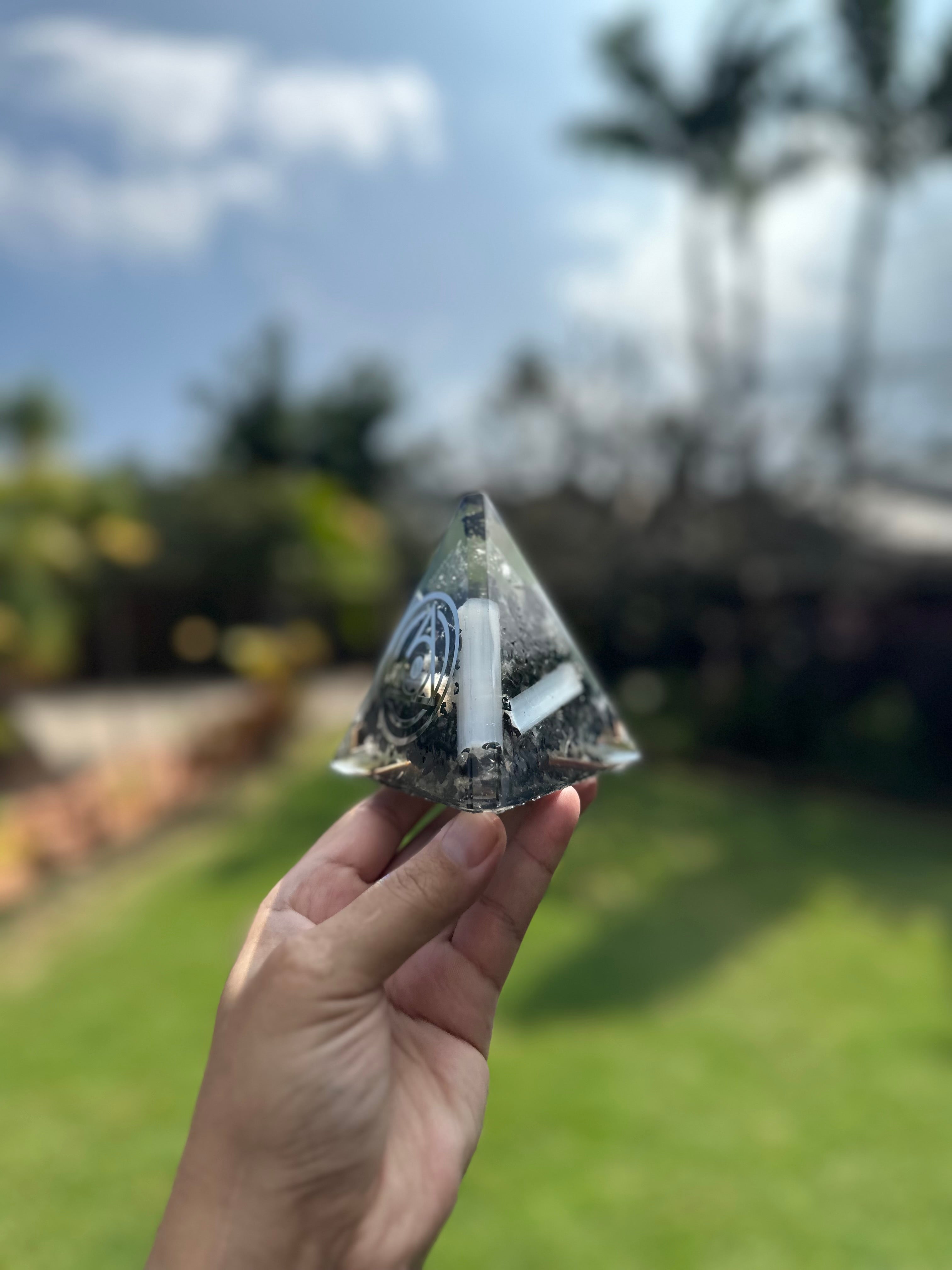 Lucent Orgonite Three Sided Pyramid